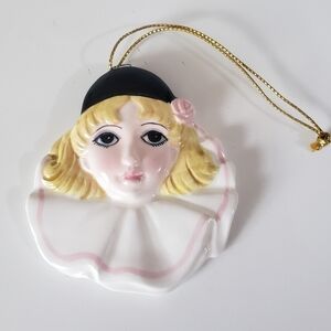 VINTAGE 1981 Schmid Michel Oks French Girl Mime Pierrot Love Hanging Ornament